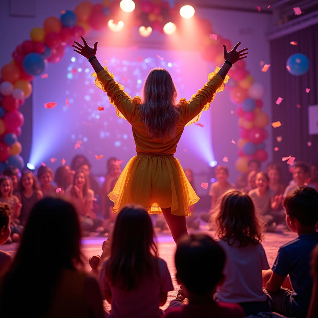 Аніматор виступає на дитячому святі