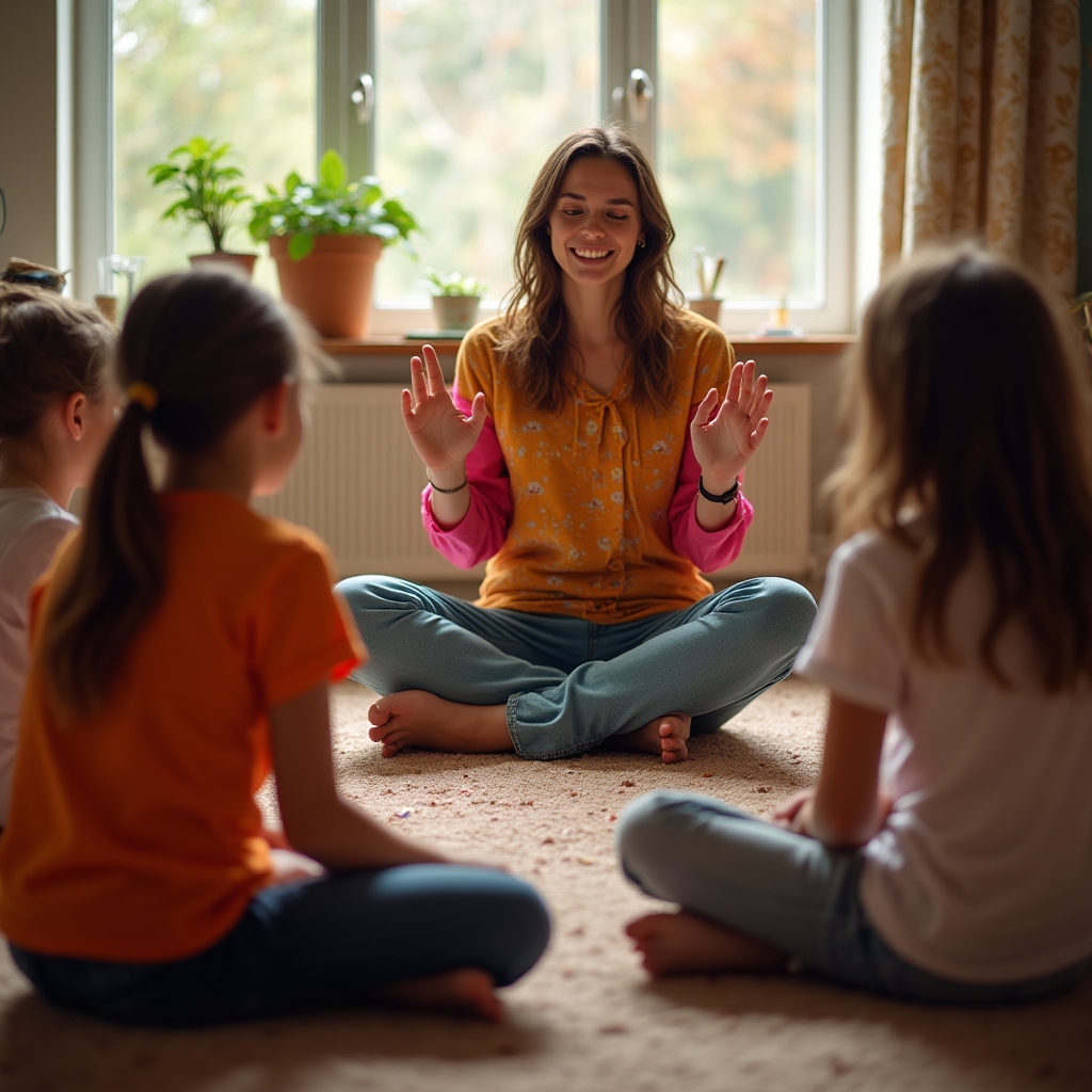 Аніматор радісно грається з дітьми